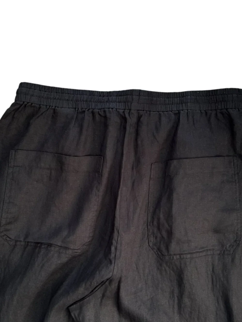 Banana Republic Women's Size L Tall Premium Linen Pull On Black Pants NEW